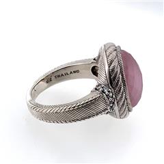 Judith Ripka Rose Quartz CZ Sterling Silver Ring